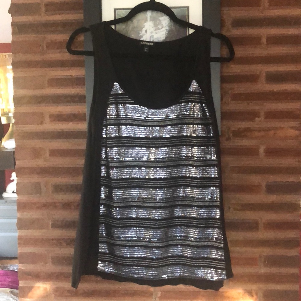 Sequin navy tank. Express. EUC.